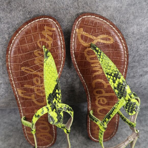 Sam Edelman Shoe Women 5.5 Sandal Fashion Snake Print Neon Gigi Flat Ankle Strap - Picture 8 of 12